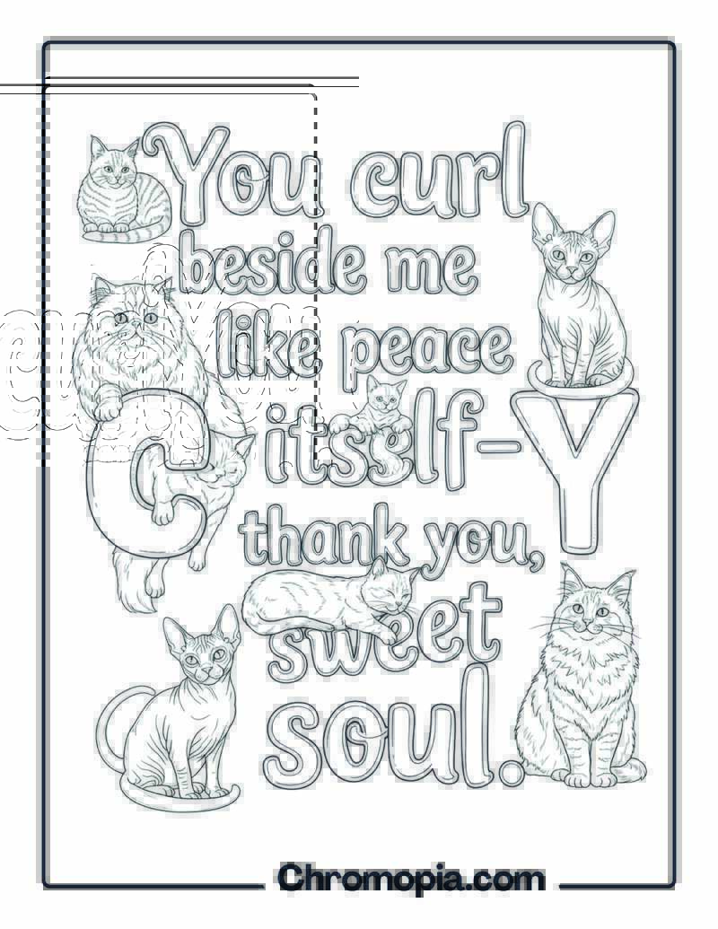 Thank You Cat Coloring Page