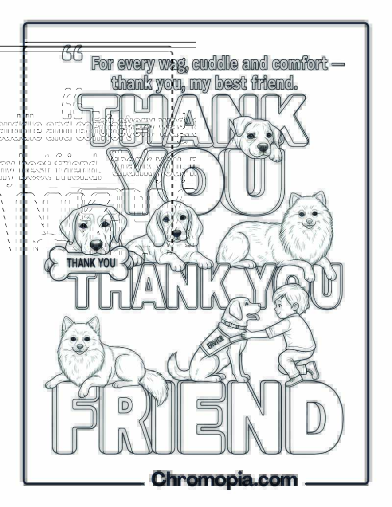Thank You Dog Coloring Page