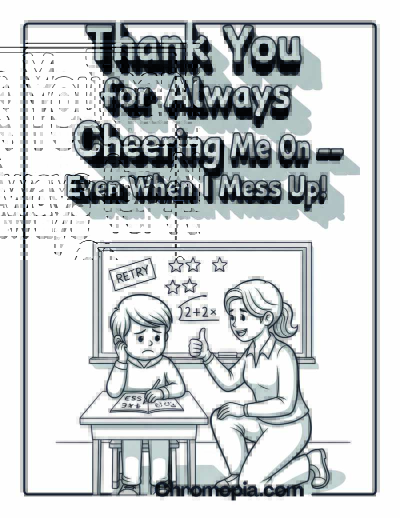 Thank You for Always Cheering Me coloring page