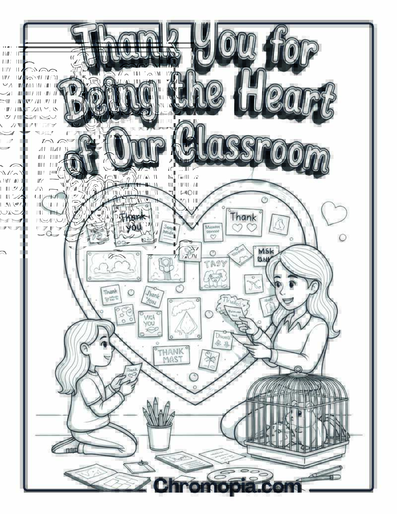 Thank You for Being the Heart coloring sheet