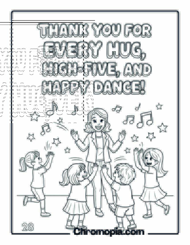 Thank You for Every Hug and Dance coloring page