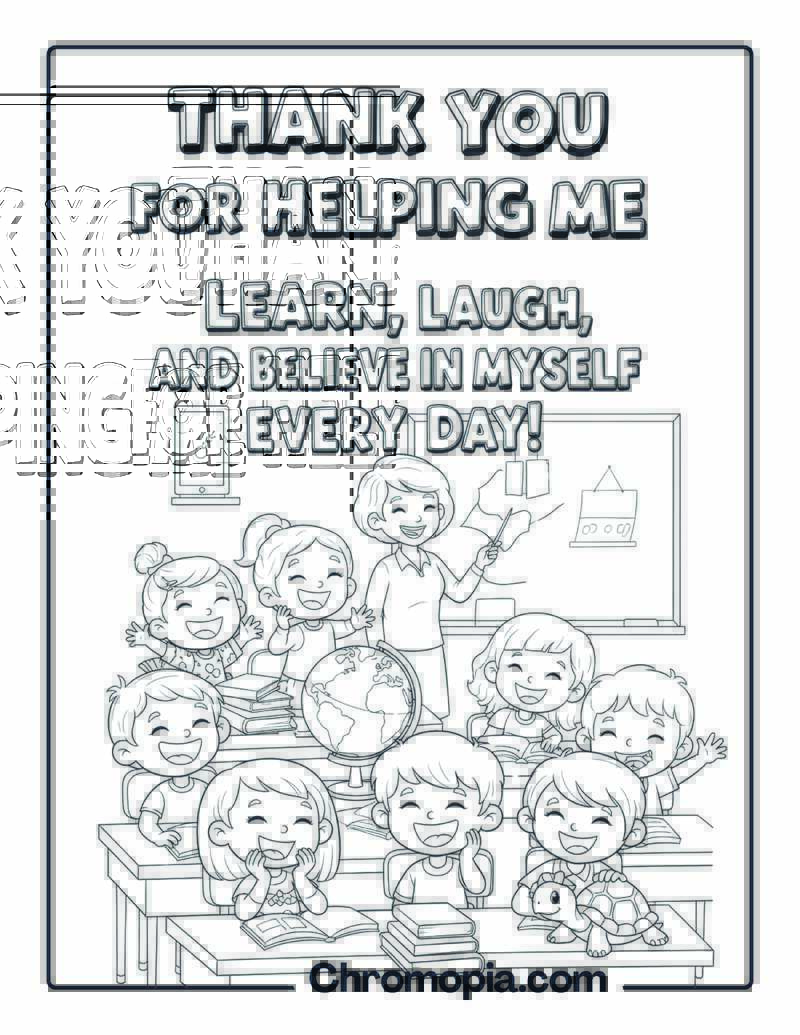 Thank You for Helping Me Learn coloring sheet