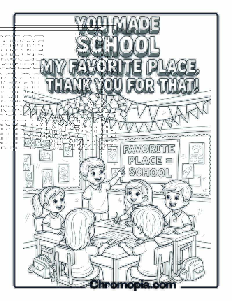 Thank You for Making School Fun coloring sheet