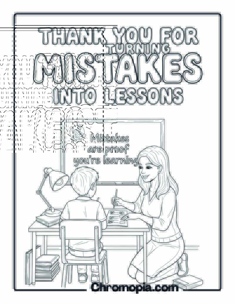 Thank You for Turning Mistakes coloring sheet