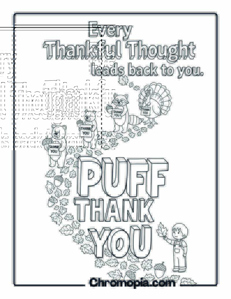 Every Thankful Thought Thank You coloring sheet