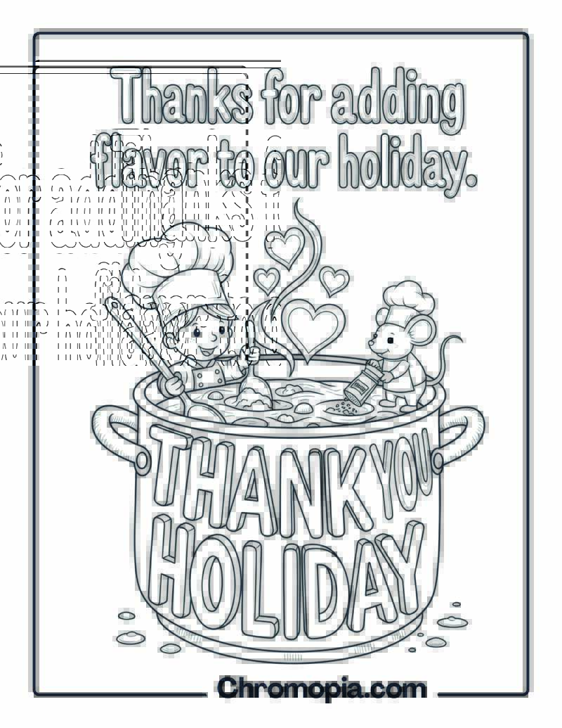 Flavor to Our Holiday Thank You coloring sheet