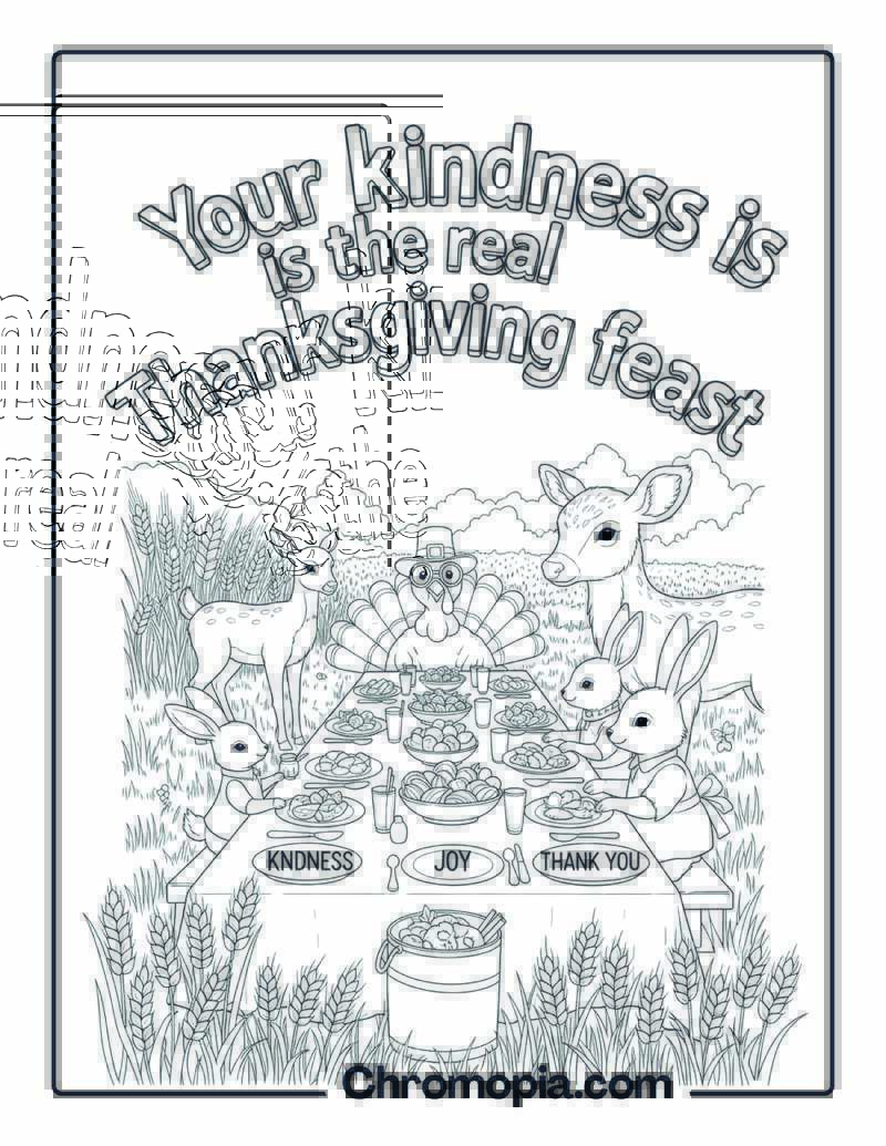 Kindness Is the Real Feast coloring page