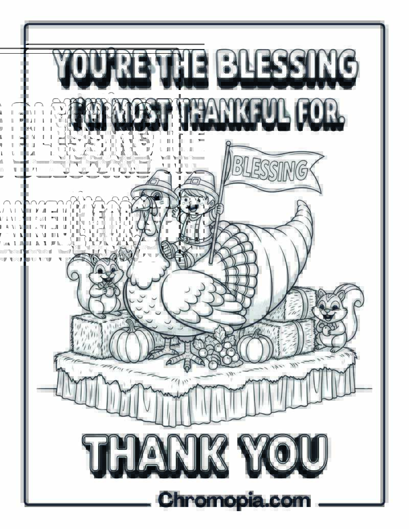 Most Thankful Blessing Thank You coloring page