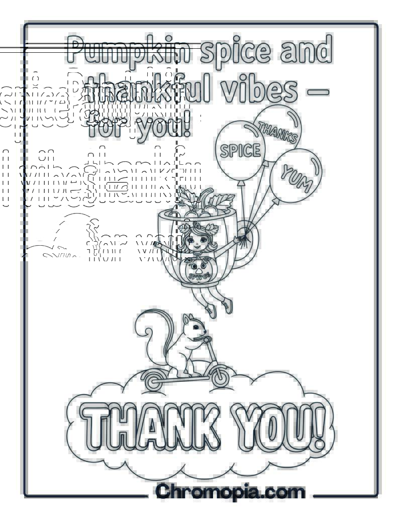 Pumpkin Spice Vibes Thank You coloring page