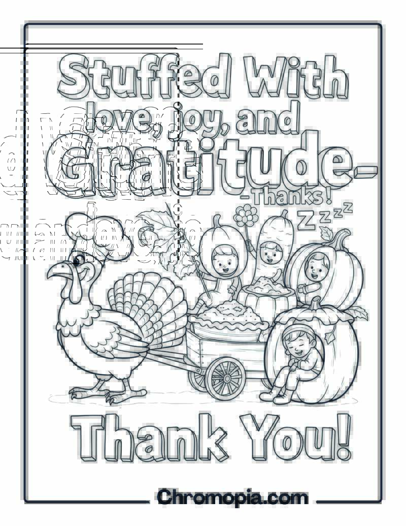 Stuffed With Gratitude Thank You coloring page
