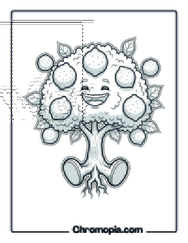 Bouncing Lemon Tree Coloring Page