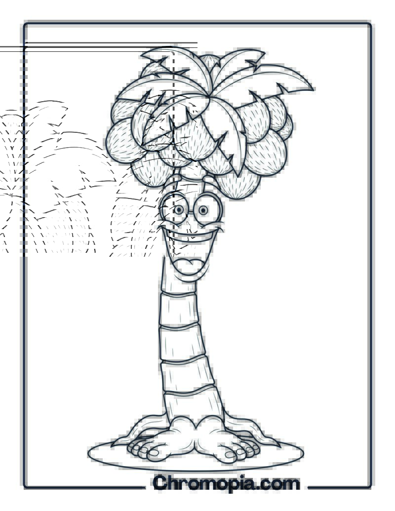 Laughing Coconut Tree Coloring Page