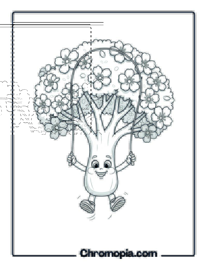 Skipping Rope Cherry Blossom Tree Coloring Page