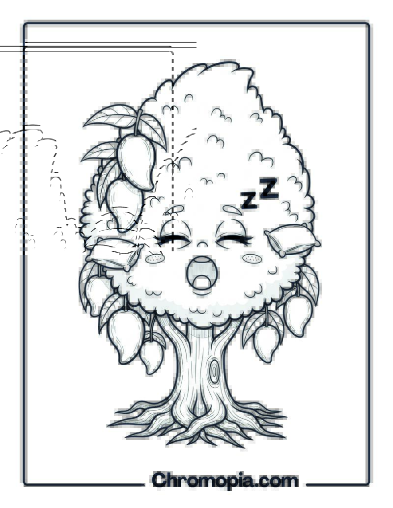 Sleepy Mango Tree Coloring Page
