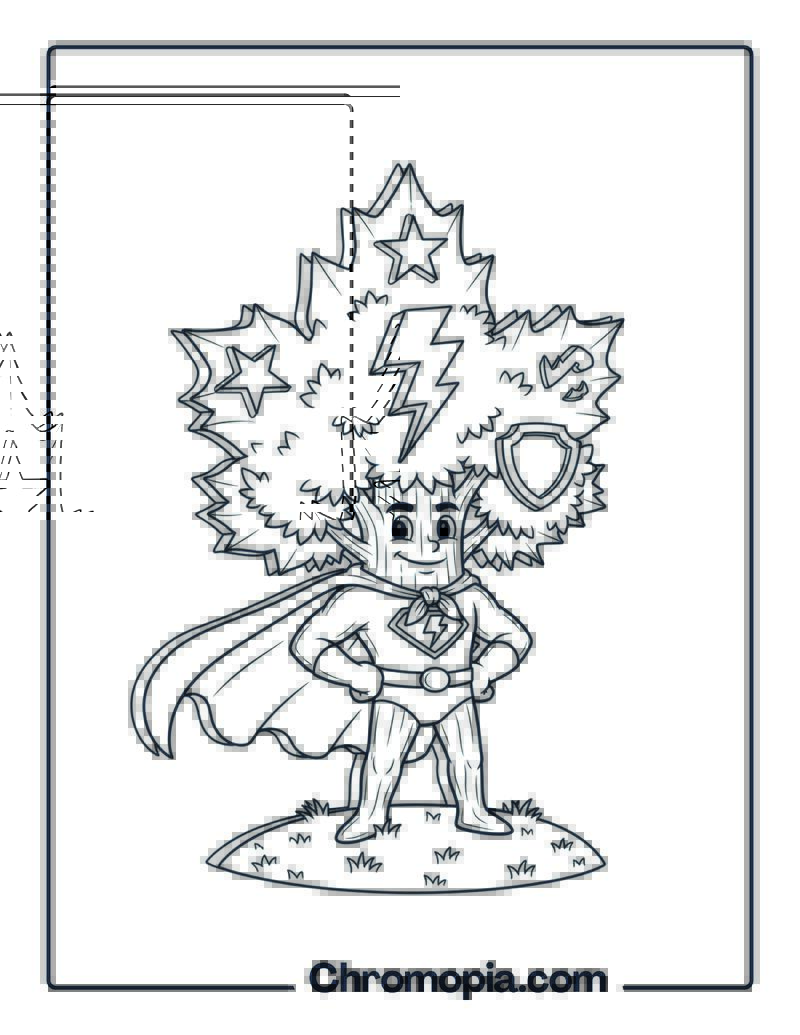Superhero Maple Tree Coloring Sheet