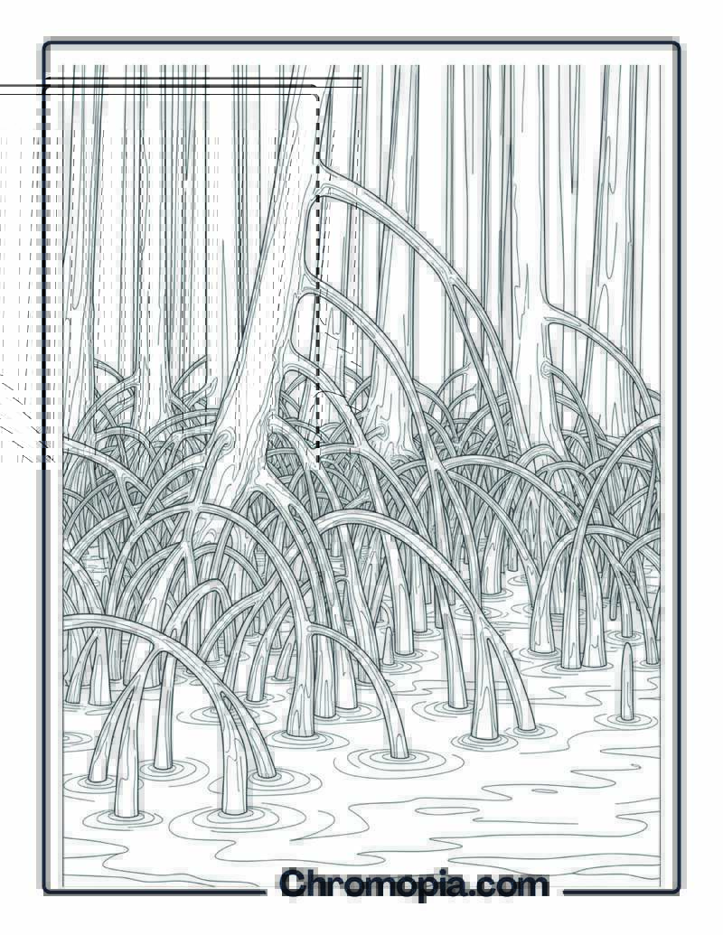 Mangrove Forest with Roots Coloring Sheet