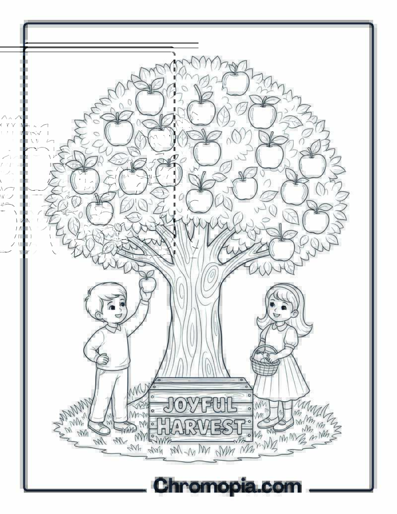 Apple Tree Joy Harvest Coloring Page