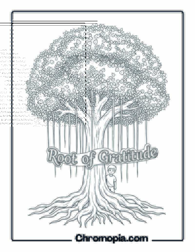 Banyan Tree Roots of Gratitude Coloring Sheet