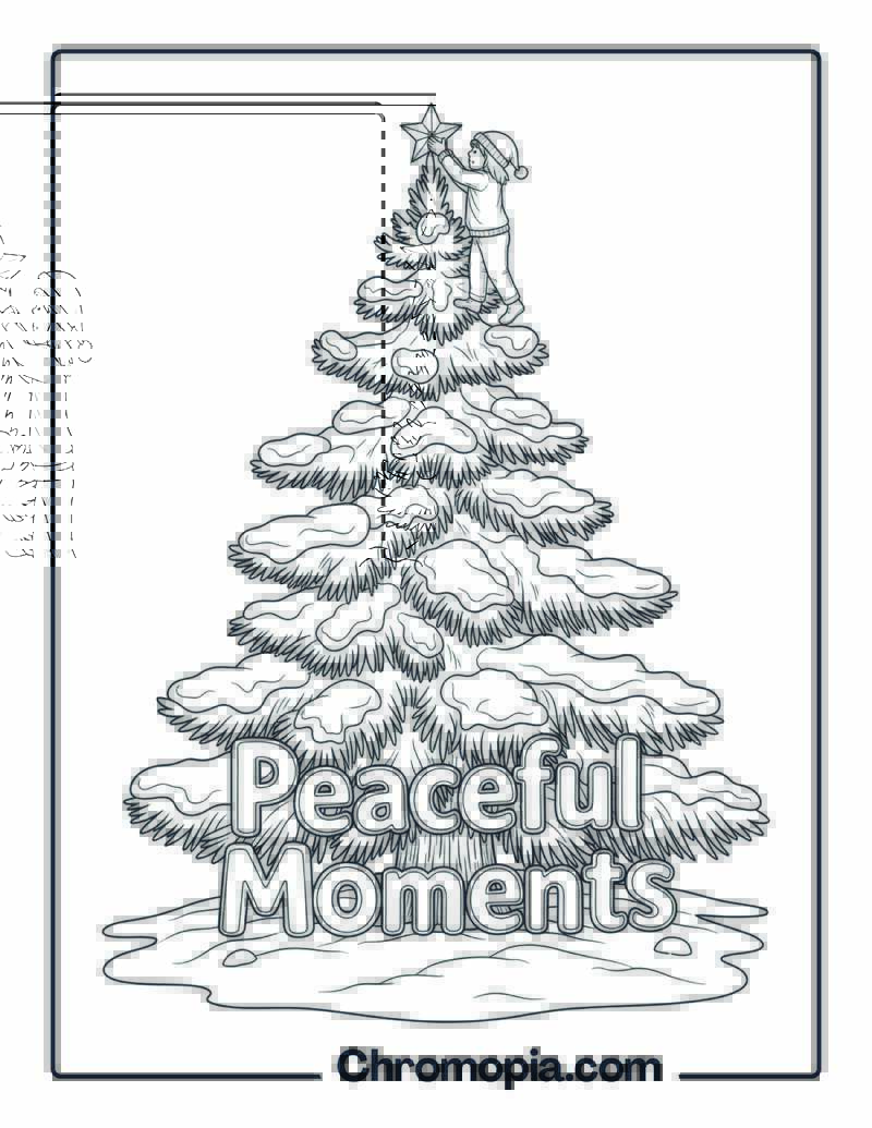 Evergreen Tree Peaceful Winter Coloring Page