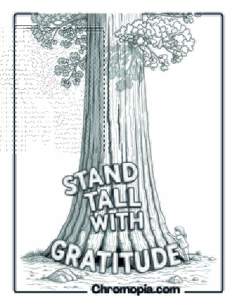 Giant Sequoia Tree Gratitude Coloring Page
