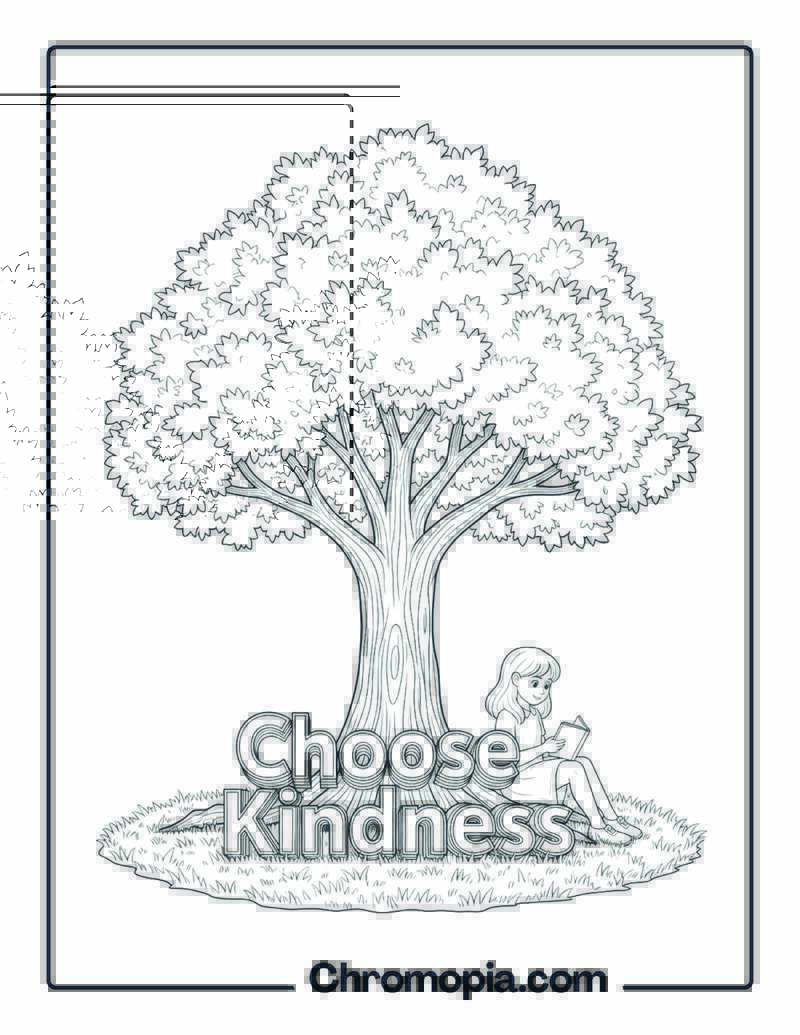 Majestic Maple Tree Kindness Coloring Sheet