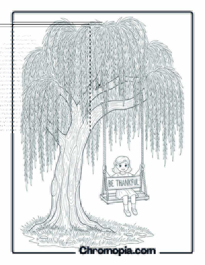 Willow Tree Gratitude Swing Coloring Page