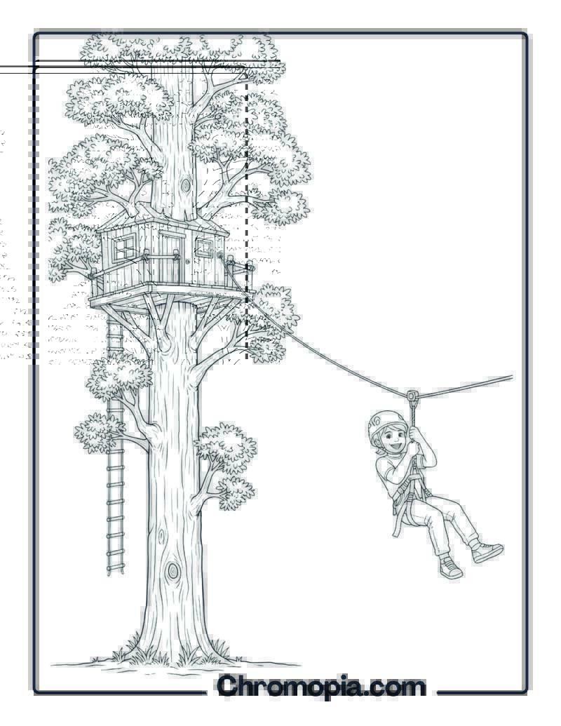 Zipline from Treehouse Coloring Sheet