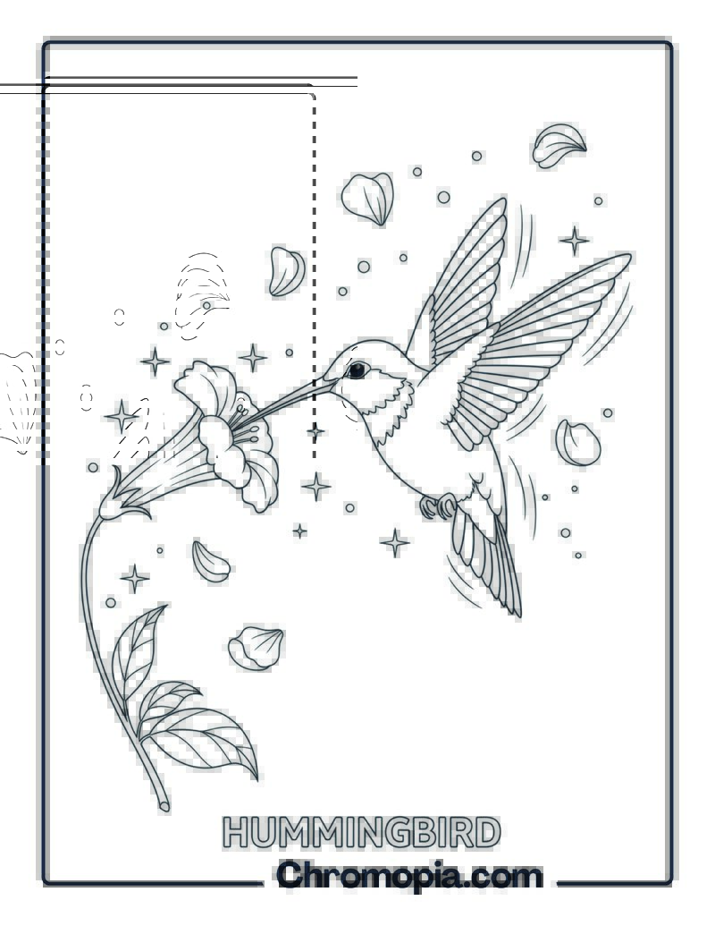 Hummingbird Near Flower coloring page