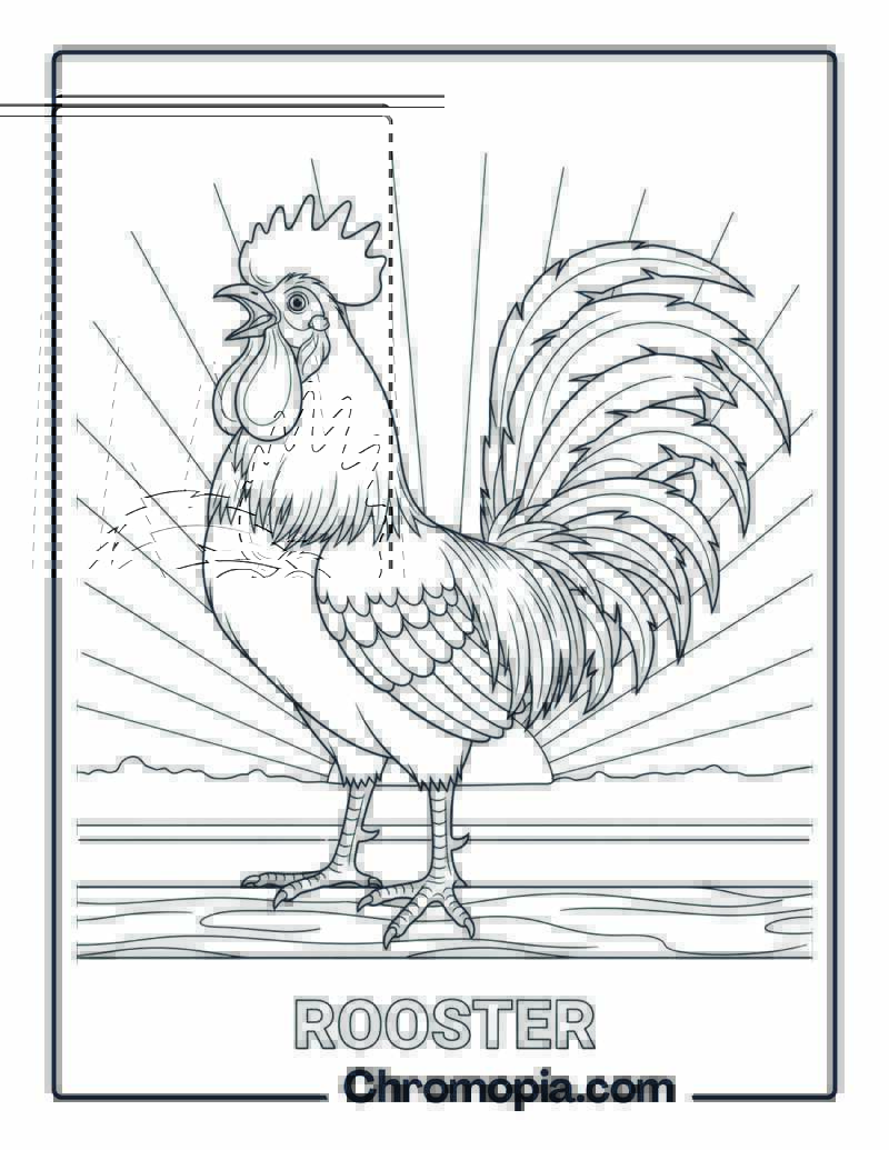 Rooster Crowing coloring page