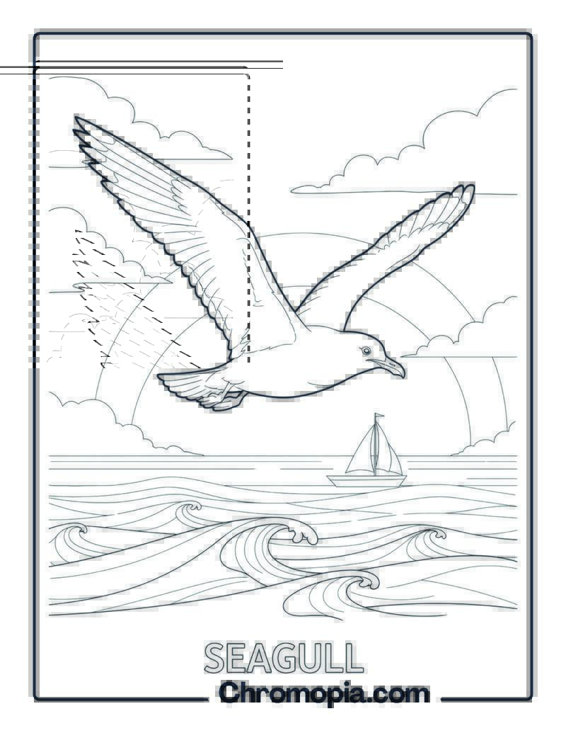 Seagull in Flight coloring page