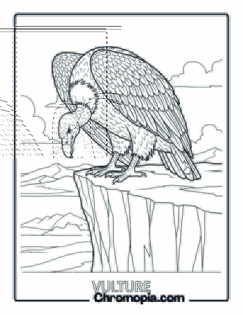 Vulture on Cliff coloring page