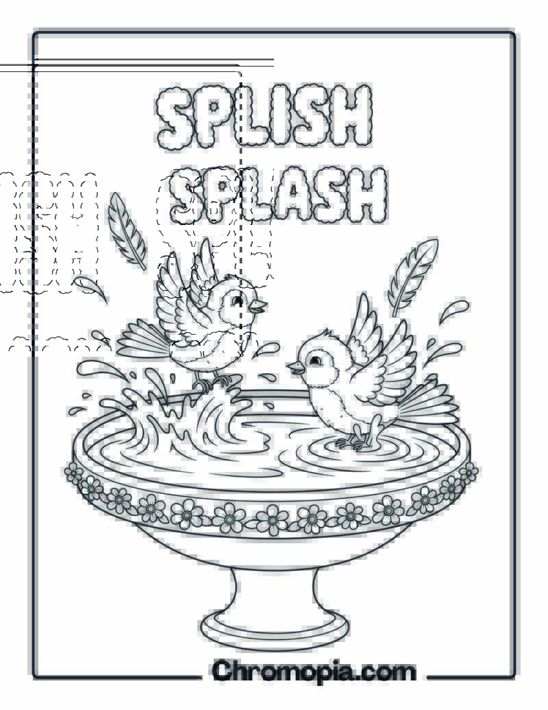 Bird Bath Fun coloring page
