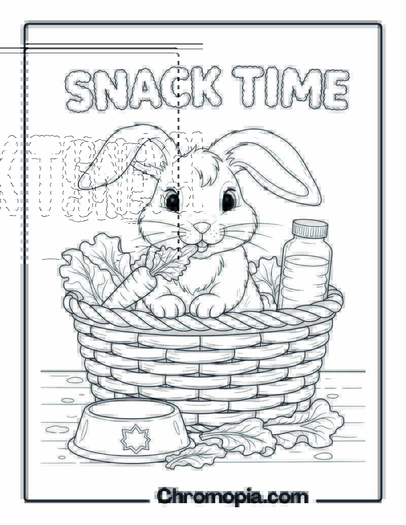 Bunny Snack Time coloring page