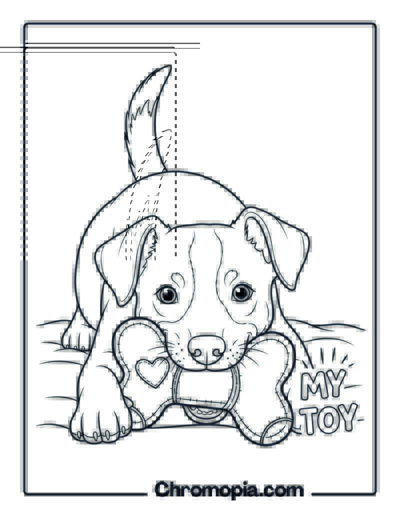 Dog with Favorite Toy coloring page