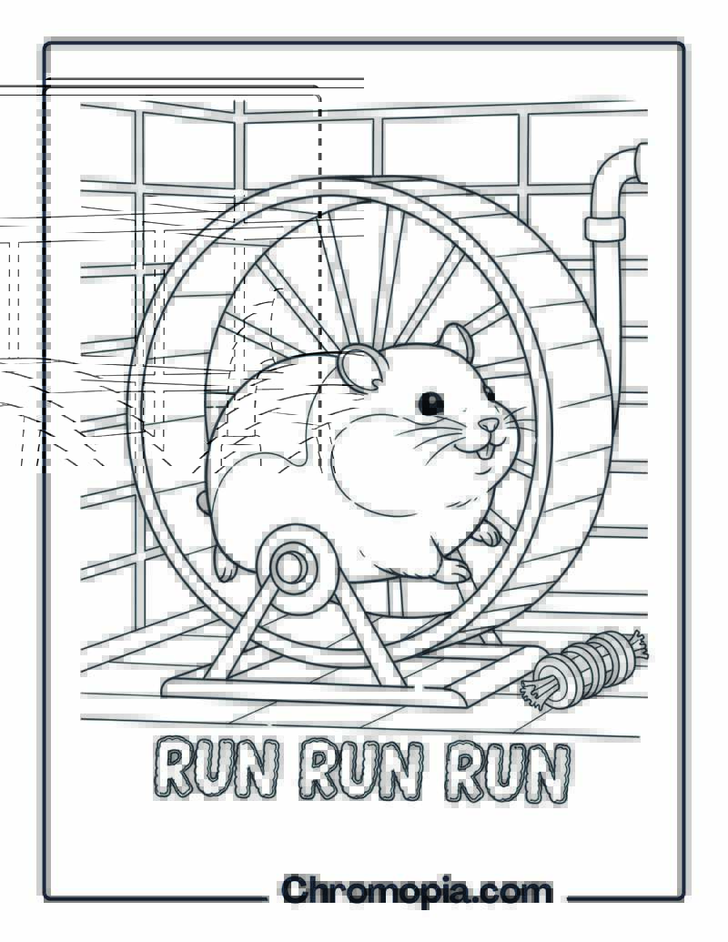 Hamster on Wheel coloring page
