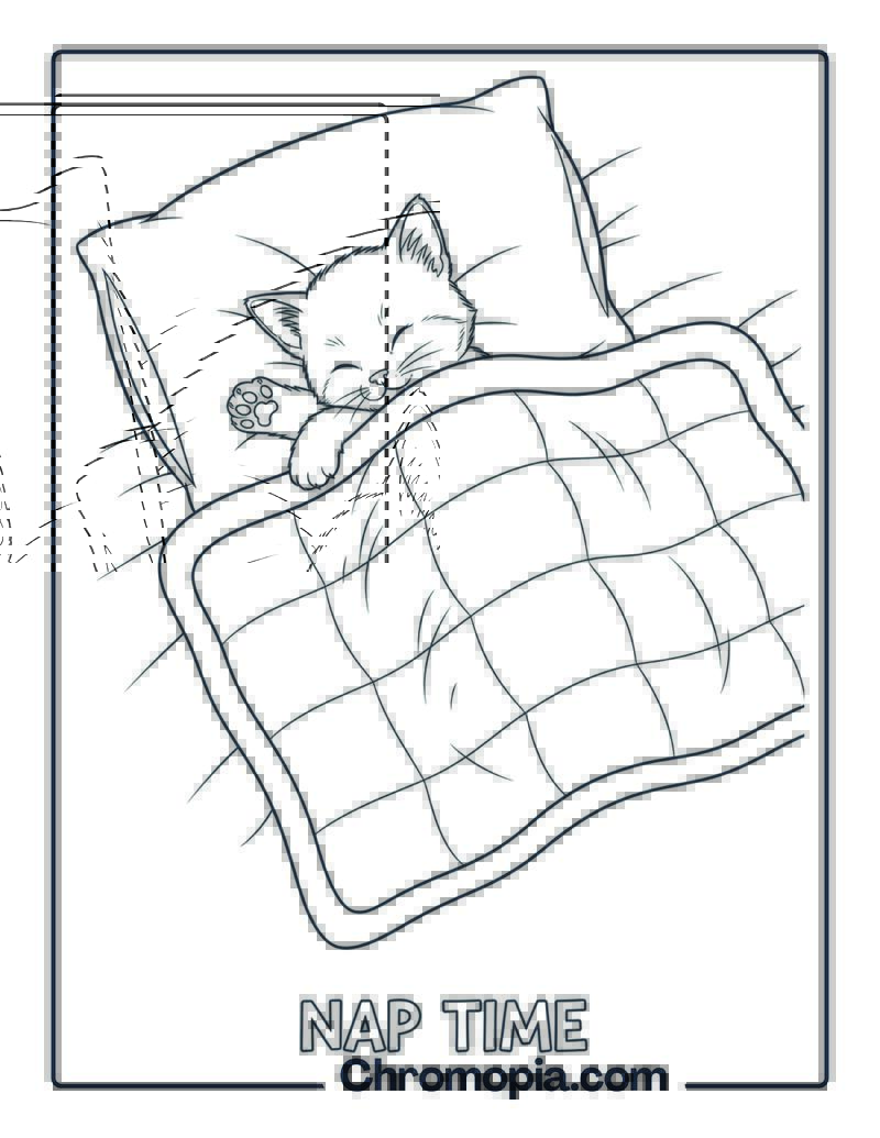 Kitten Nap in a Blanket coloring page