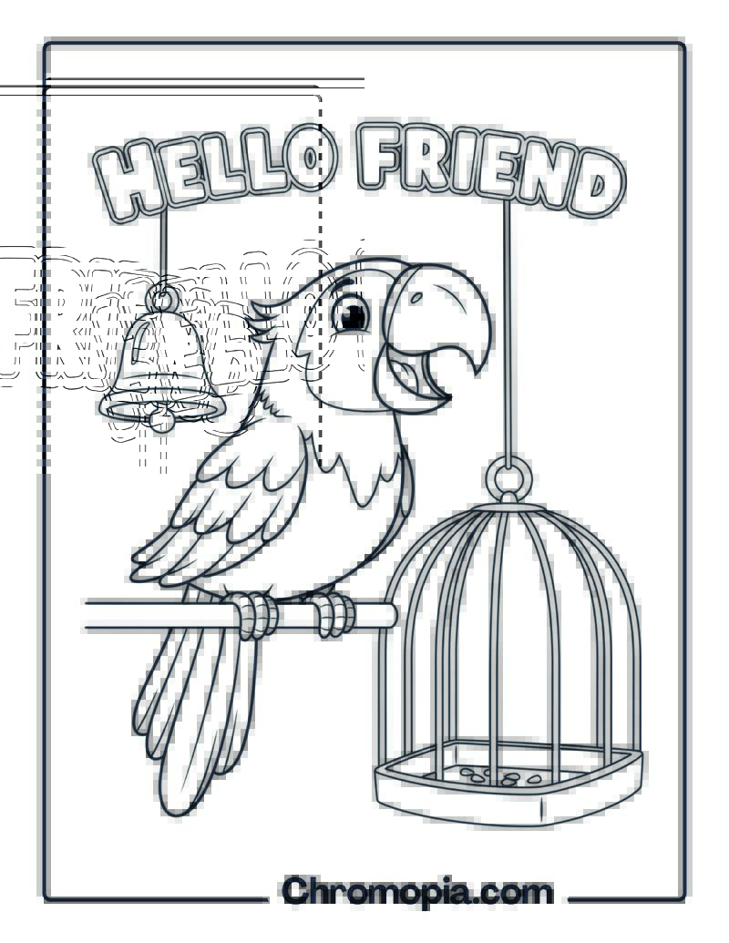 Parrot Talking on Perch coloring page
