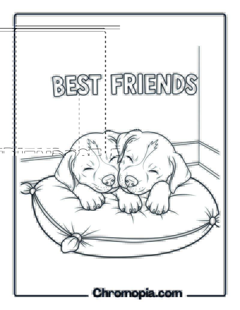 Puppy Cuddle on Pillow coloring page