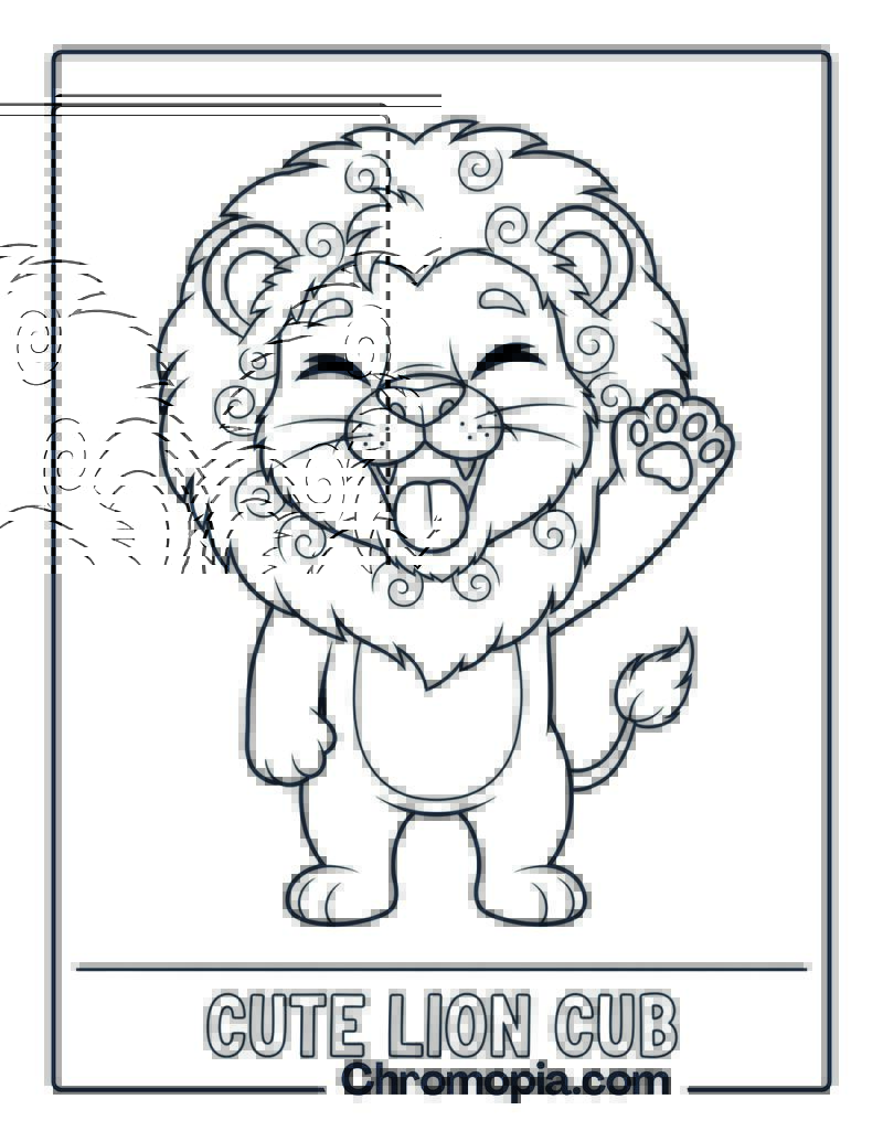 Adorable Baby Lion Coloring Page