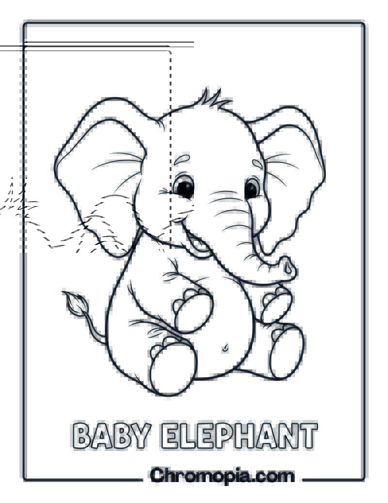 Cute Baby Elephant Coloring Page