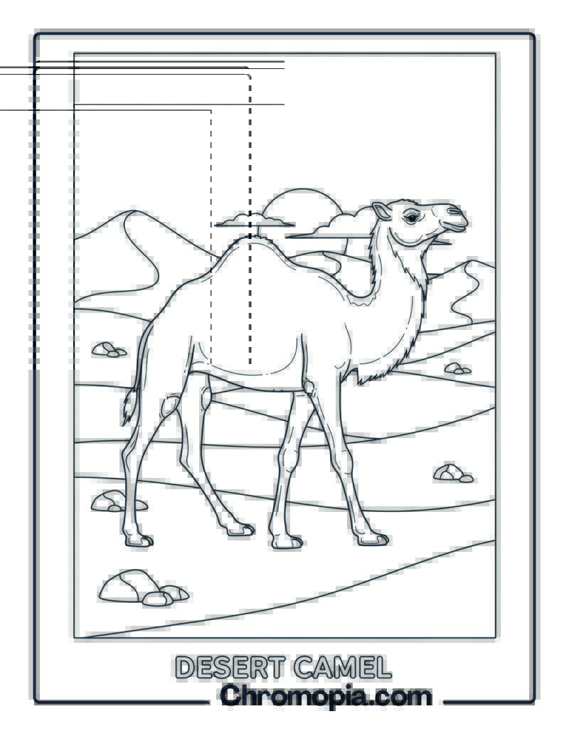 Camel Walking in Dunes coloring page
