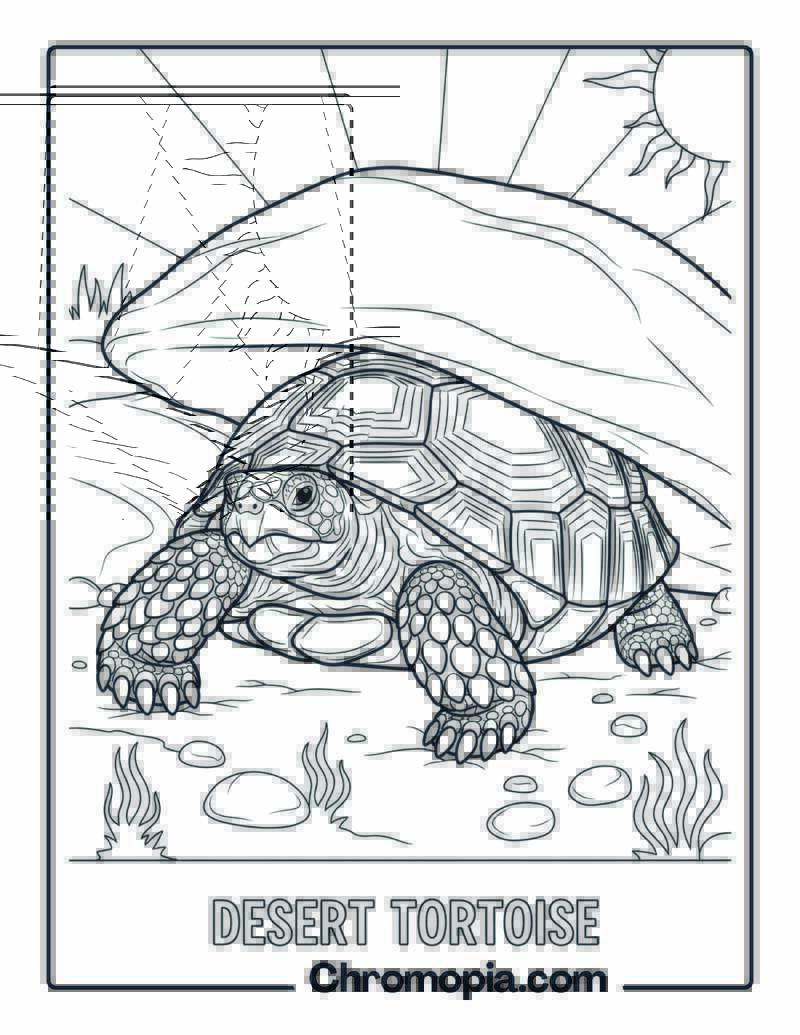 Desert Tortoise resting coloring page