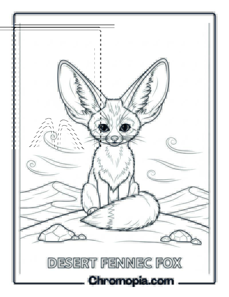 Fennec Fox with Sand Dunes coloring page