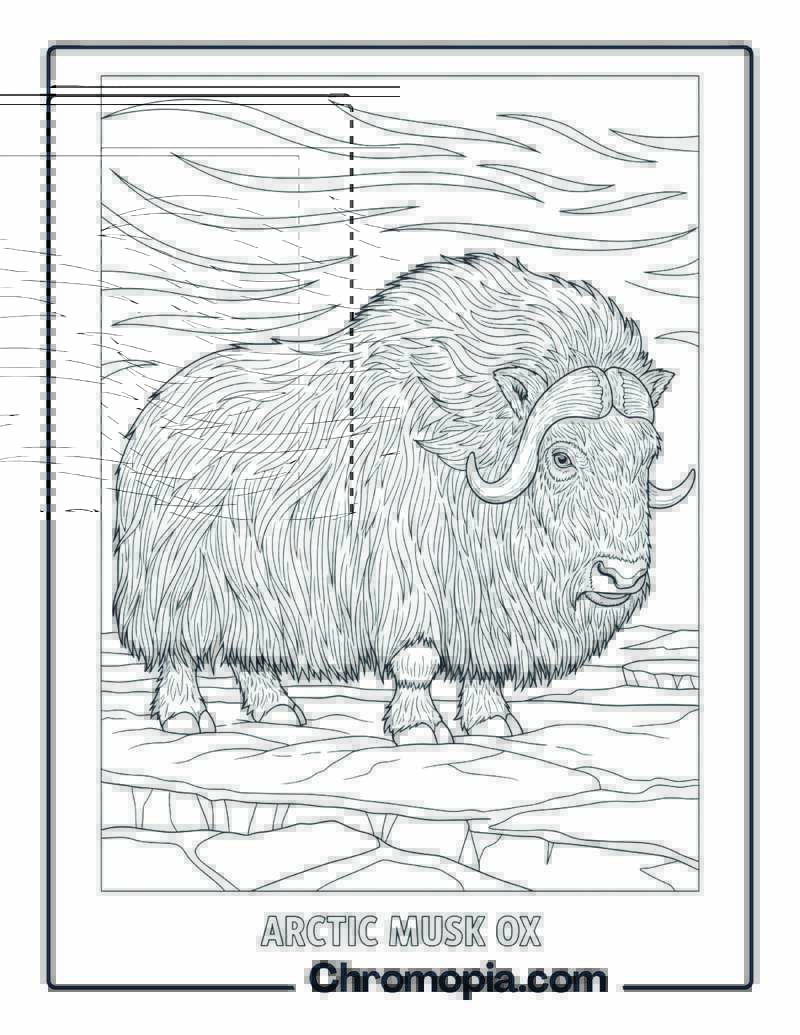 Musk Ox in Icy Winds coloring page