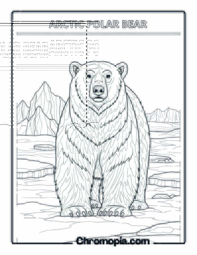 Polar Bear Standing in Snowfield coloring page