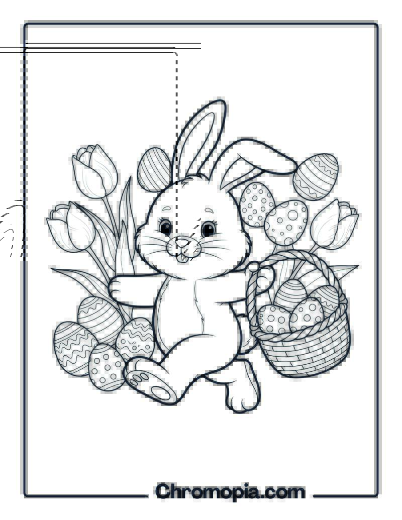 Easter Bunny with Basket coloring page