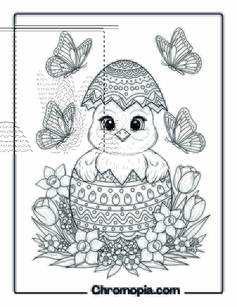 Easter Chick Hatching coloring page