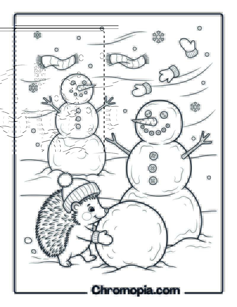 Snow Day Hedgehog coloring page