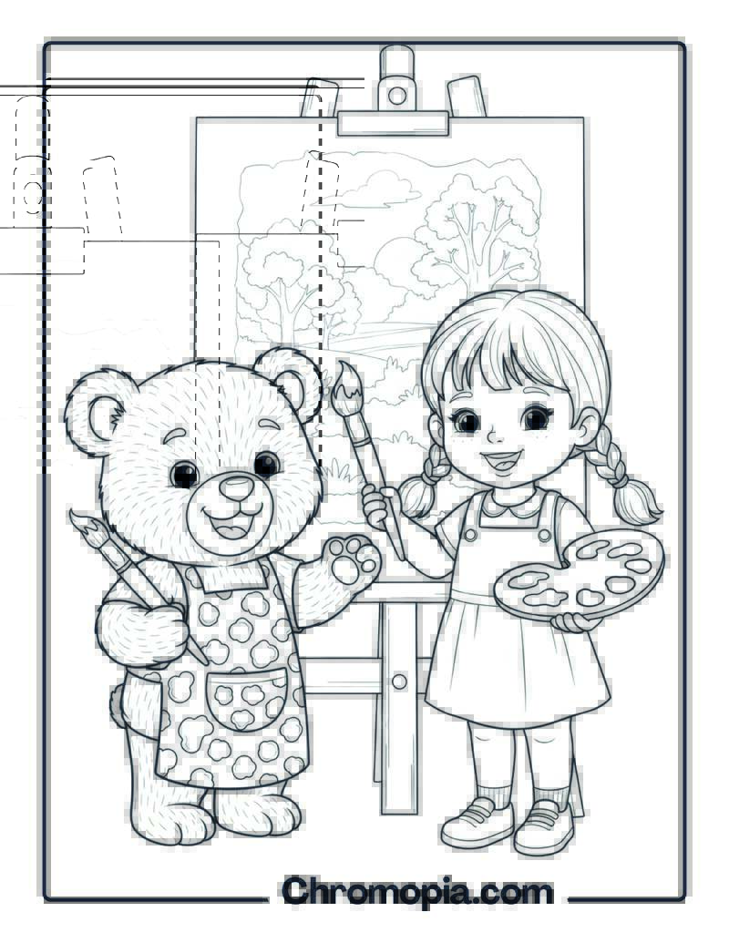 Bear Painting Art Project coloring page