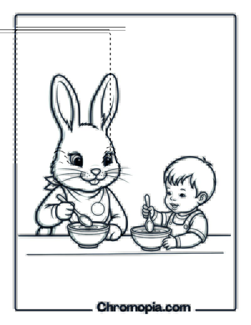 Bunny Eating Breakfast coloring page